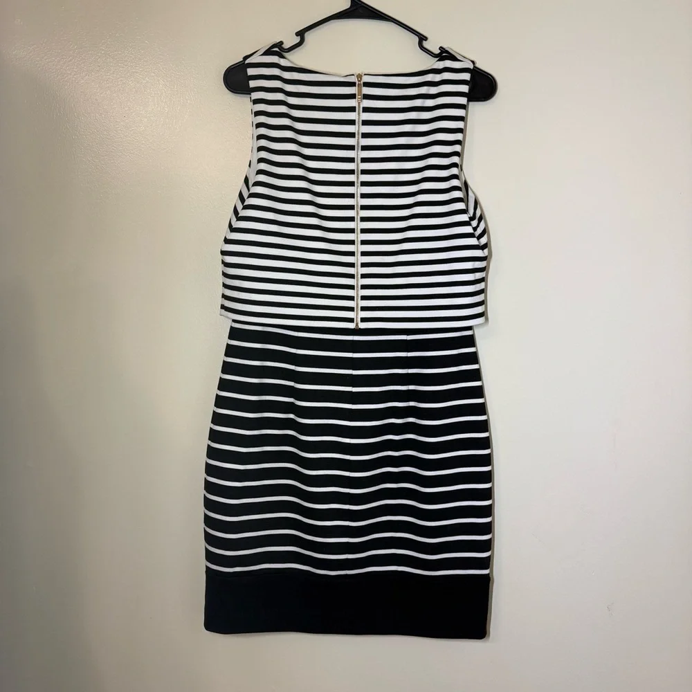 Ivanka Trump Black and White Striped Sleeveless Dress - Picture 2 of 4